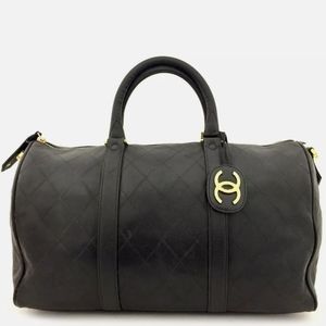 CHANEL Bicolore Matelasse CC Logo Lambskin Boston